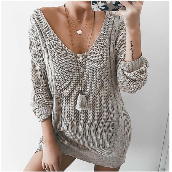 New LAST M/L Cable Knit Sweater cross back - Picture 6 of 8